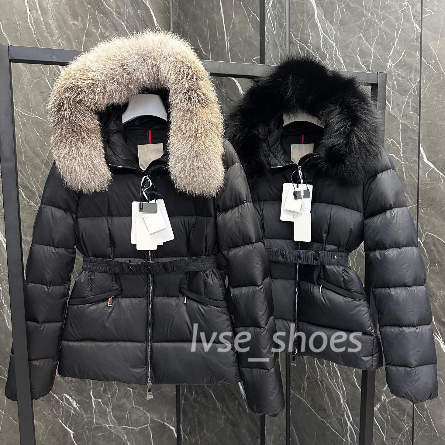 Designer Womens Down Jacket waist-cinching Long Coat Large Pocket Fur Collar Thermal Top Female women autumn and winter Large Clothing Coats Outdoor