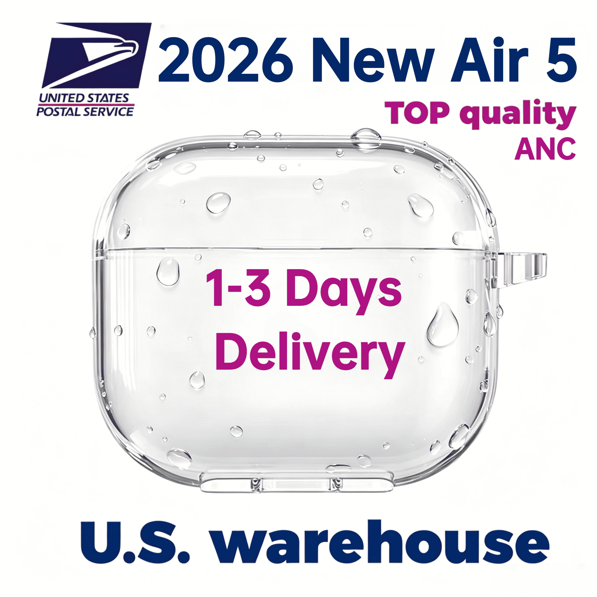 2026 New Air 5 pro 3 ANC USB C pods tws earbuds Pods 4th Gen headphones TWS Wireless Bluetooth Earphones Pro3 Earbuds Earphone Stock in USA Warehous