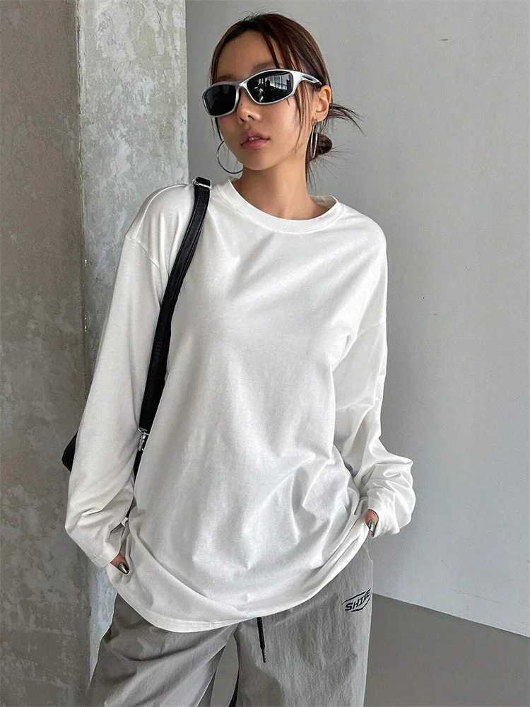 T-Shirt Women Basic Women's Long Sleeve Loose O-neck T-shirt Autumn Winter Solid Color Tee Top Streetwear J261008