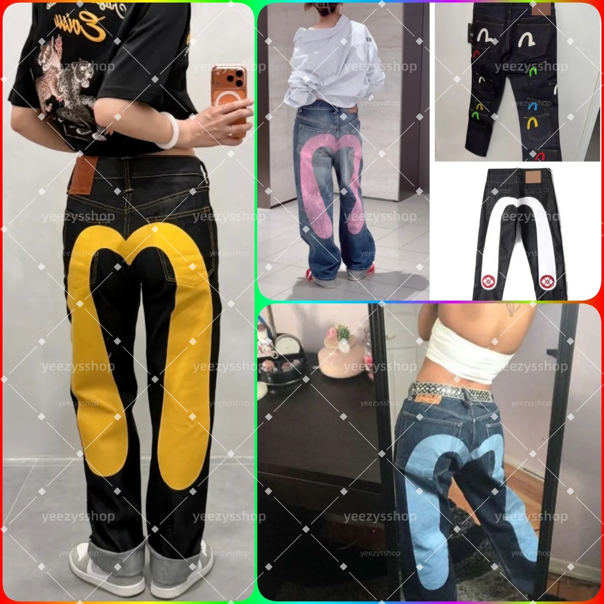 Designer Mens Woman Jeans Y2K Jeans Baggy Evi Pants Fashion Wide Leg Jeans Vintage Distressed Embroidery Denim Pants Street Hip Hop Trousers