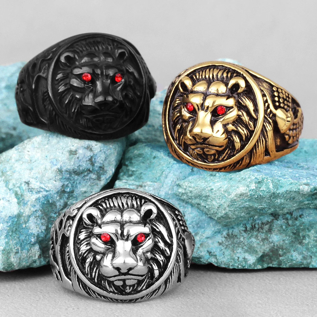 Black Tiger Animal Stainless Steel Mens Rings Punk HipHop Rap Unique For Male Boyfriend Biker Jewelry Creativity Gift Wholesale 260922