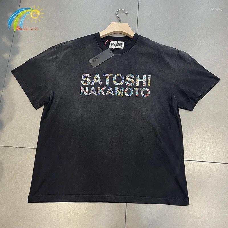 Quality Rivet Flash Diamond T Shirt Men Women Cotton Vintage Washed Black Tee Oversized T-Shirt Tags