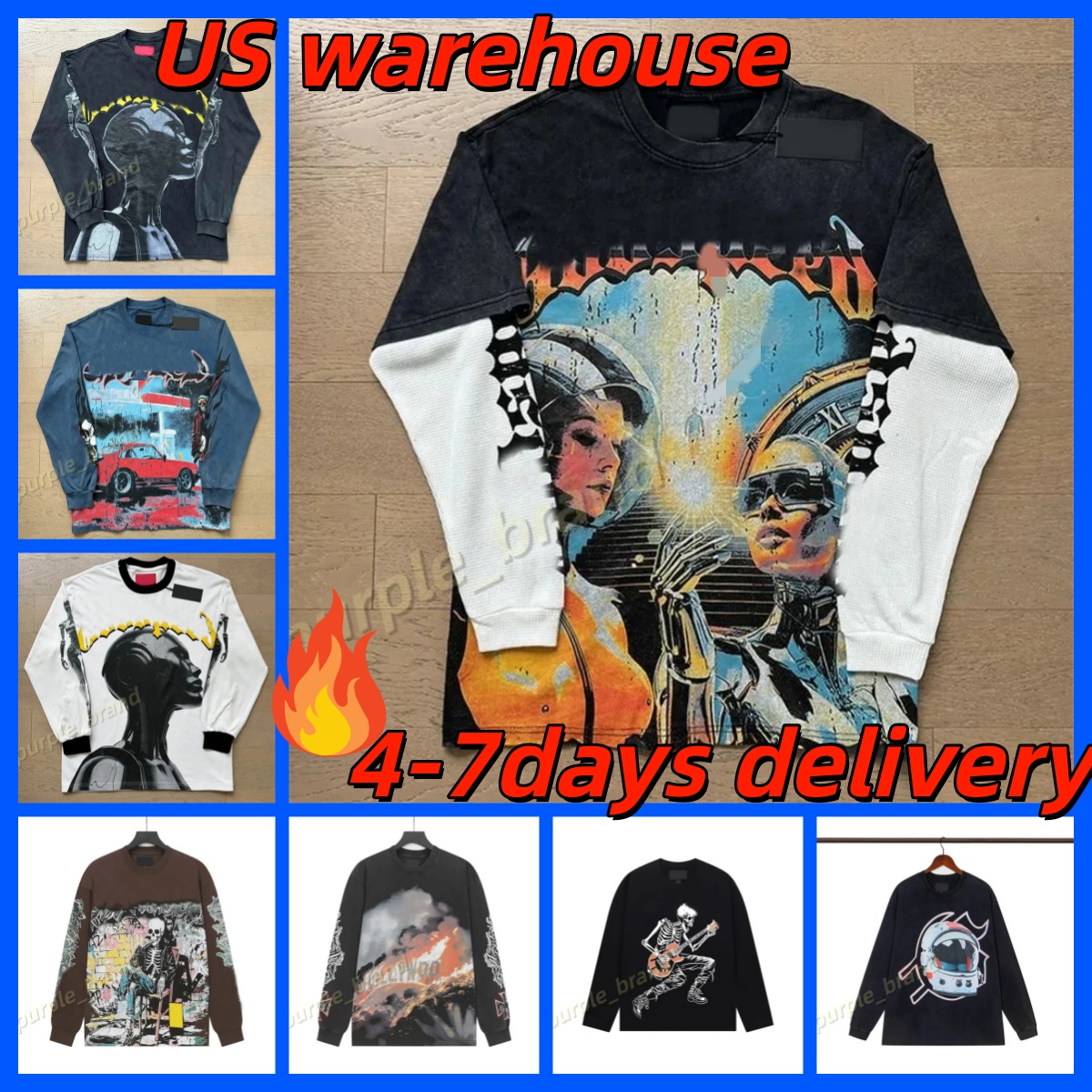 Harajuku Punk Y2K Hip Hop Skull Print Hoodie, Loose Baggy Long Sleeve Streetwear Sweatshirt for Men and Women Daily Wear