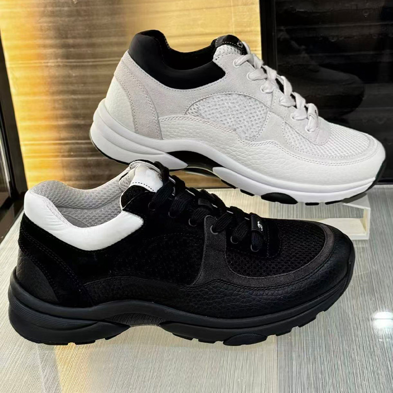 Designer Casual Shoes Women Suede Reflective Dad Shoes Calfskin Shoes Luxury Vintage Leather Trainers Patchwork Leisure Clunky Shoes Platform Sneake