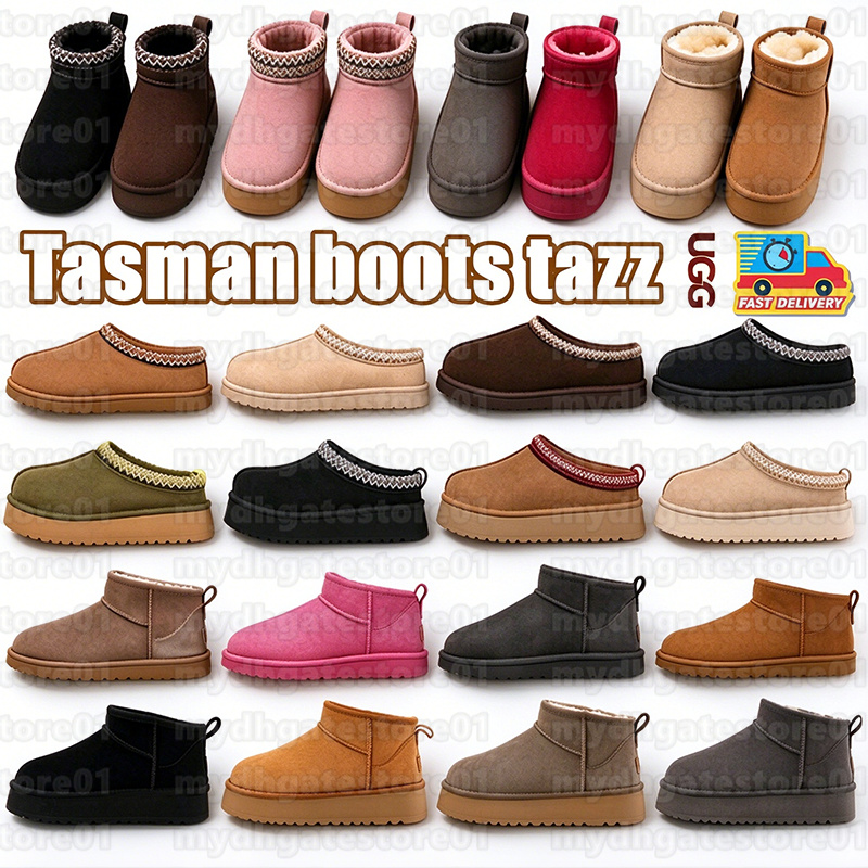 Womens Tazz Slippers Tasman Fur Slides Classic Ultra Mini Platform Boot Slip-on Slipper Mustard Seed Sand Chestnut Suede Wool Seal Winter Designer B