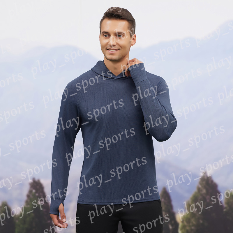 Men Jackets Quick Dry Hooded Long Sleeve Shirt Breathable Outdoor Gym Yoga Hiking Running Sports Pullover with Thumb Hole Clothes
