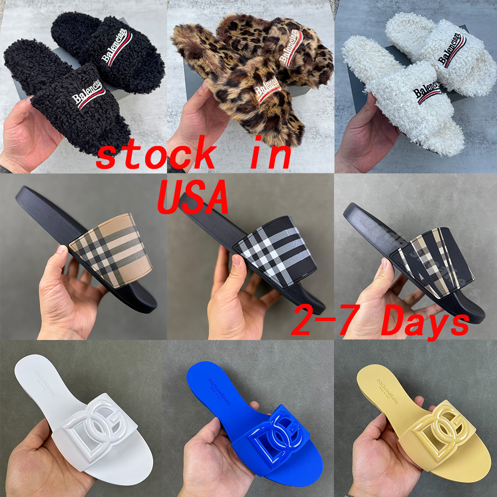 Designer Slides Chaussures de mode Sandales Laine intégrée Femmes Hommes Pantoufles Diapositives Taille 35-48