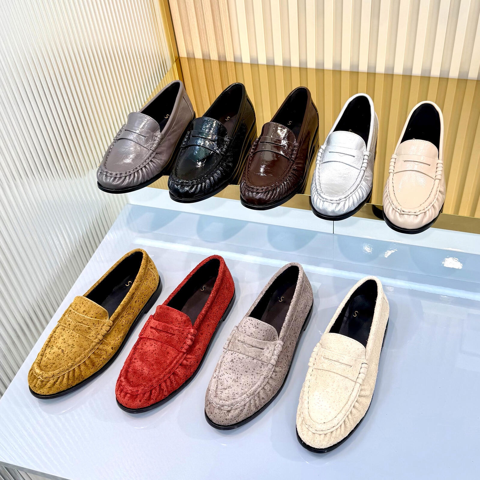 femme Spring Summer casual shoe moccasin Designer sneakers dress shoes womens Genuine Leather run slip ons Outdoor travel loafers luxurys tennis Sue