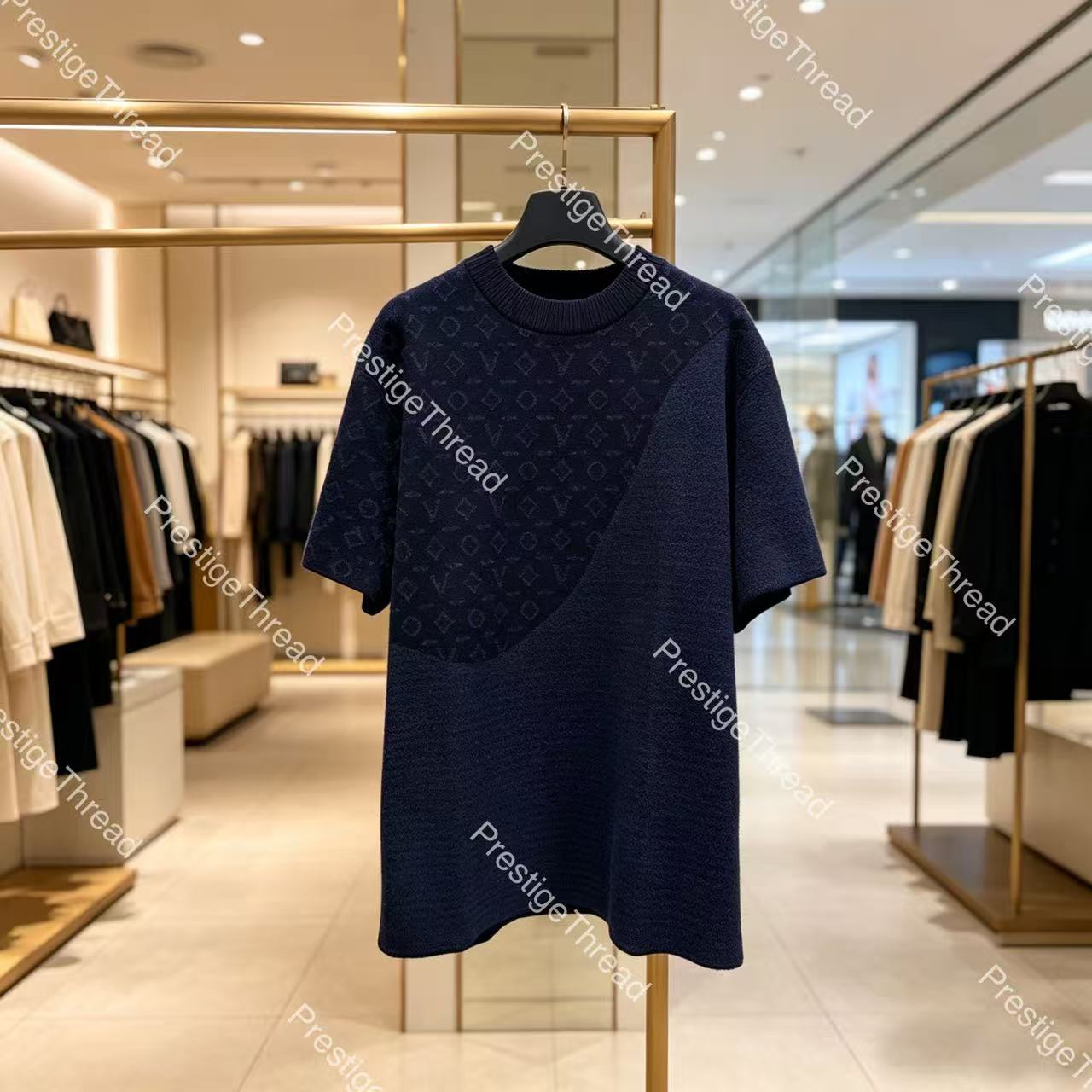 High-Quality Designer New 3D Letter Logo Jacquard Patchwork Stripe Short Sleeve T-Shirt Men's T-Shirts