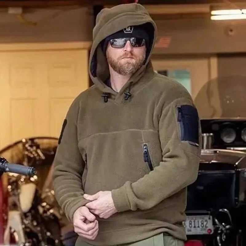 Outdoor Jackets Hoodies Mens Winter Tactical Hoodies Polar Fleece Military Hooded Sweater Tops Quality Thickened Warm Windproof Outdoor Hiking Jacke