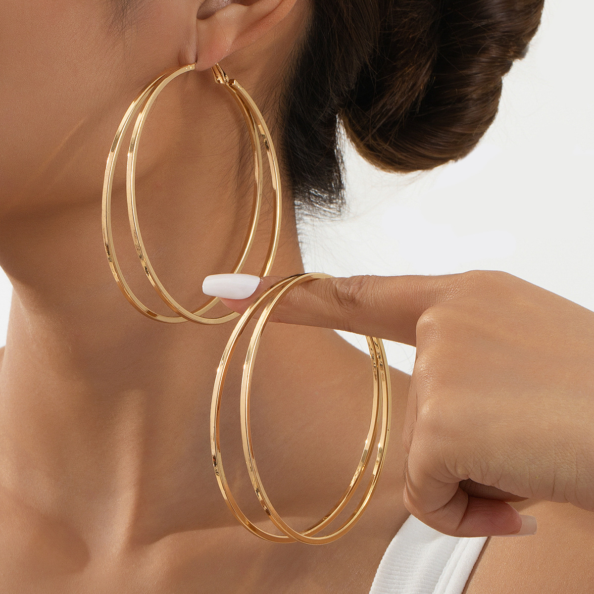 BLIJERY Oversized Double Hoop for Women Gold Plated Geometric Circle Earrings Hypoallergenic Punk Style Statement Jewel ddmysat