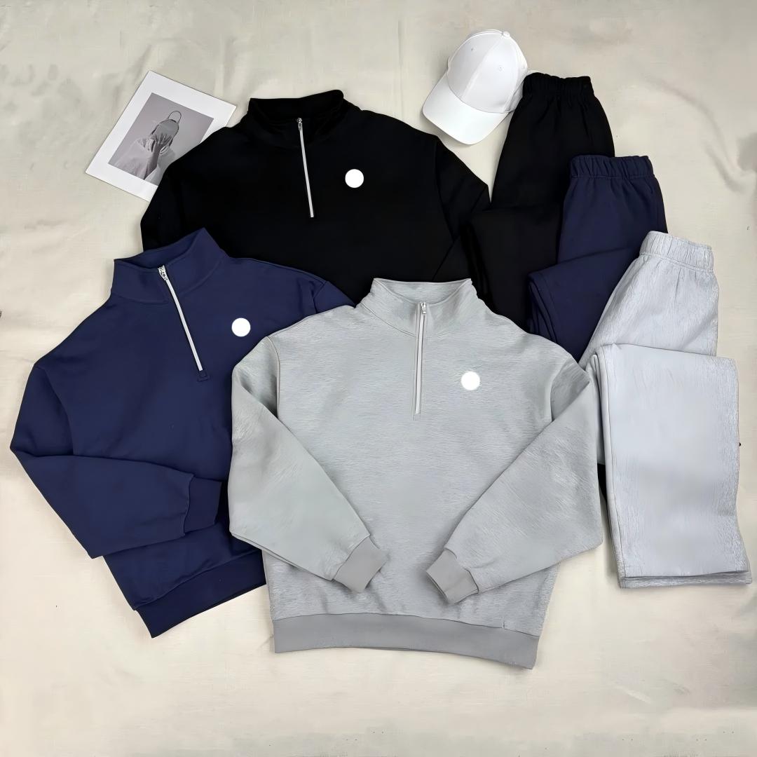 Women's Set Full Hoodie Up Shaping Waist Jacket Oversized Half Zip + Pants Sweatpants Sweat Long Clothes Outfit Sports Sportswear Yoga