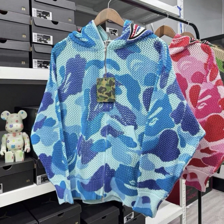 New Arrival, Free Shipping. Male and Female Camouflage Knitted Dope Hollowed Out Hooded Coat. Japanese-style Shark Male and Female Knitted Trendy Sw
