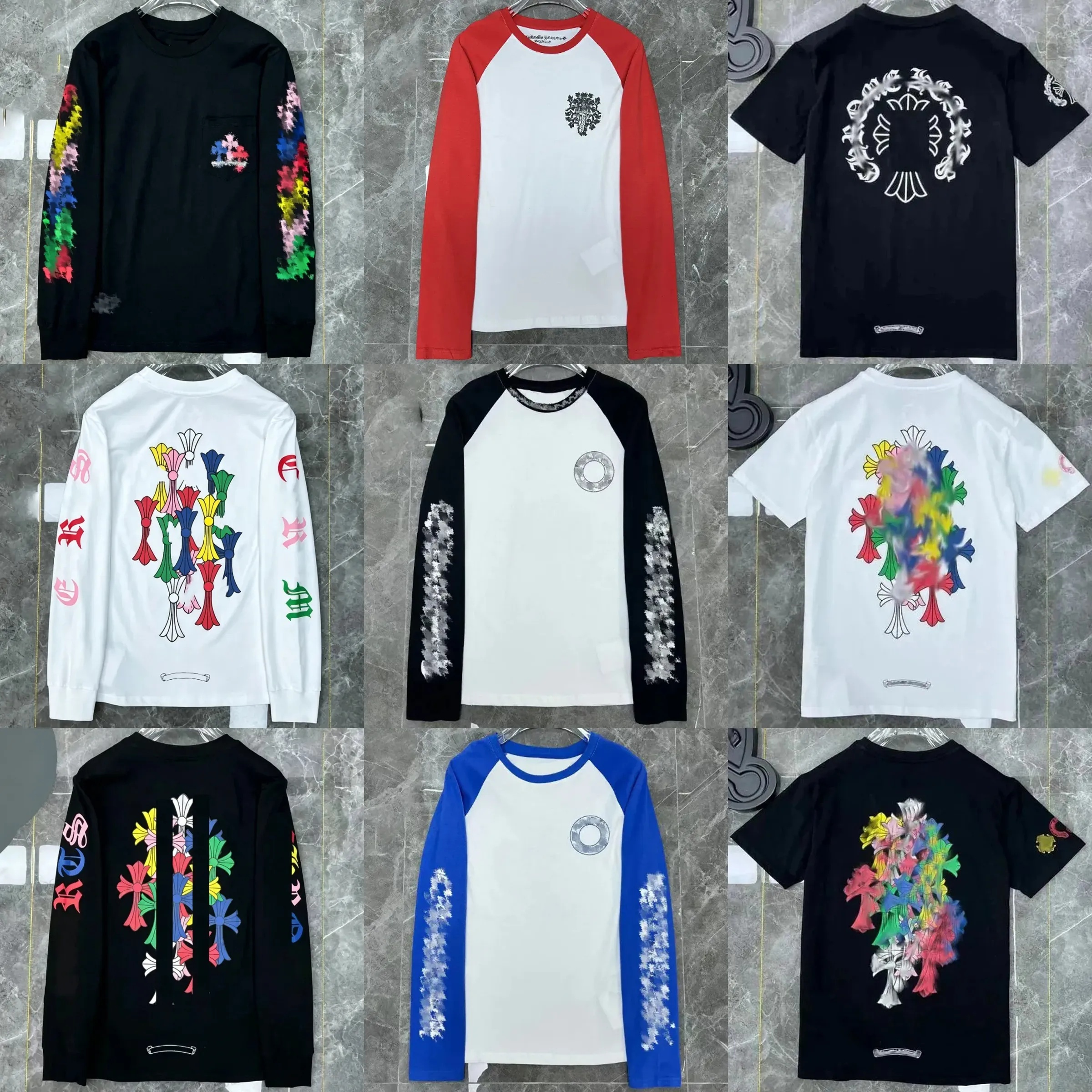 Mens Designer long sleeve Fall Shirts For Men Women Fashion Y2k Casual Wear Loose Hip Hop Streetwear Cotton Clothes Graphic Tee horseshoe Tshirts