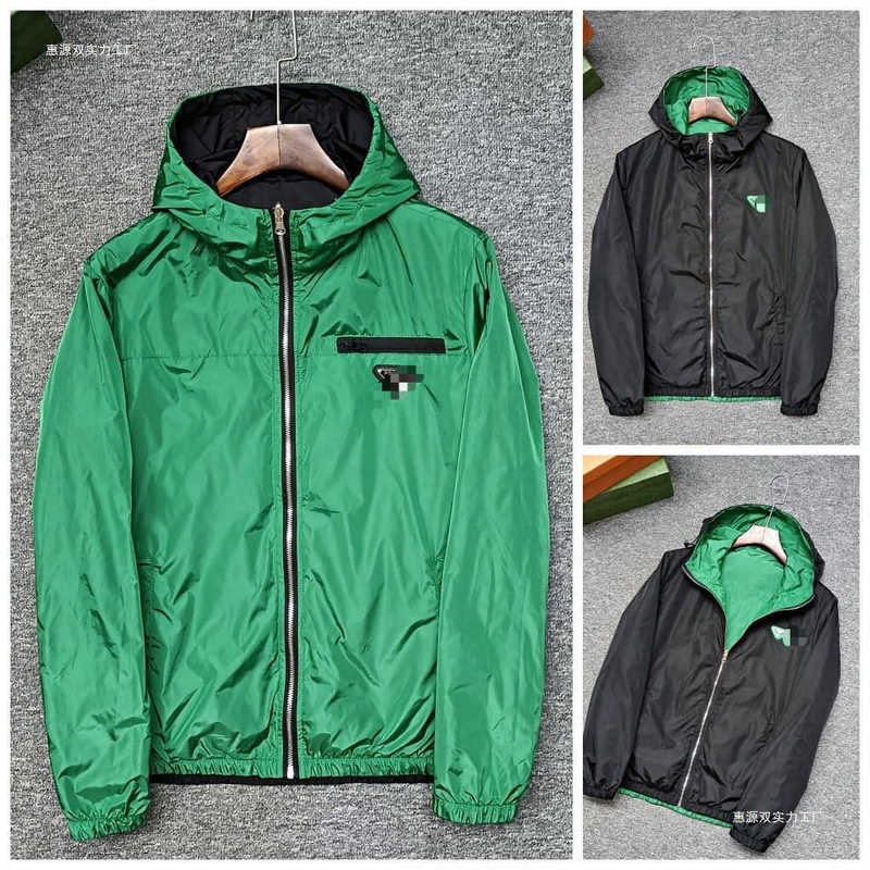 Designer Men's Jackets Young Men's Jacket, Spring/summer New Product, Green Double-sided Wear, Hooded Jacket, Youth Style Top YFIZ