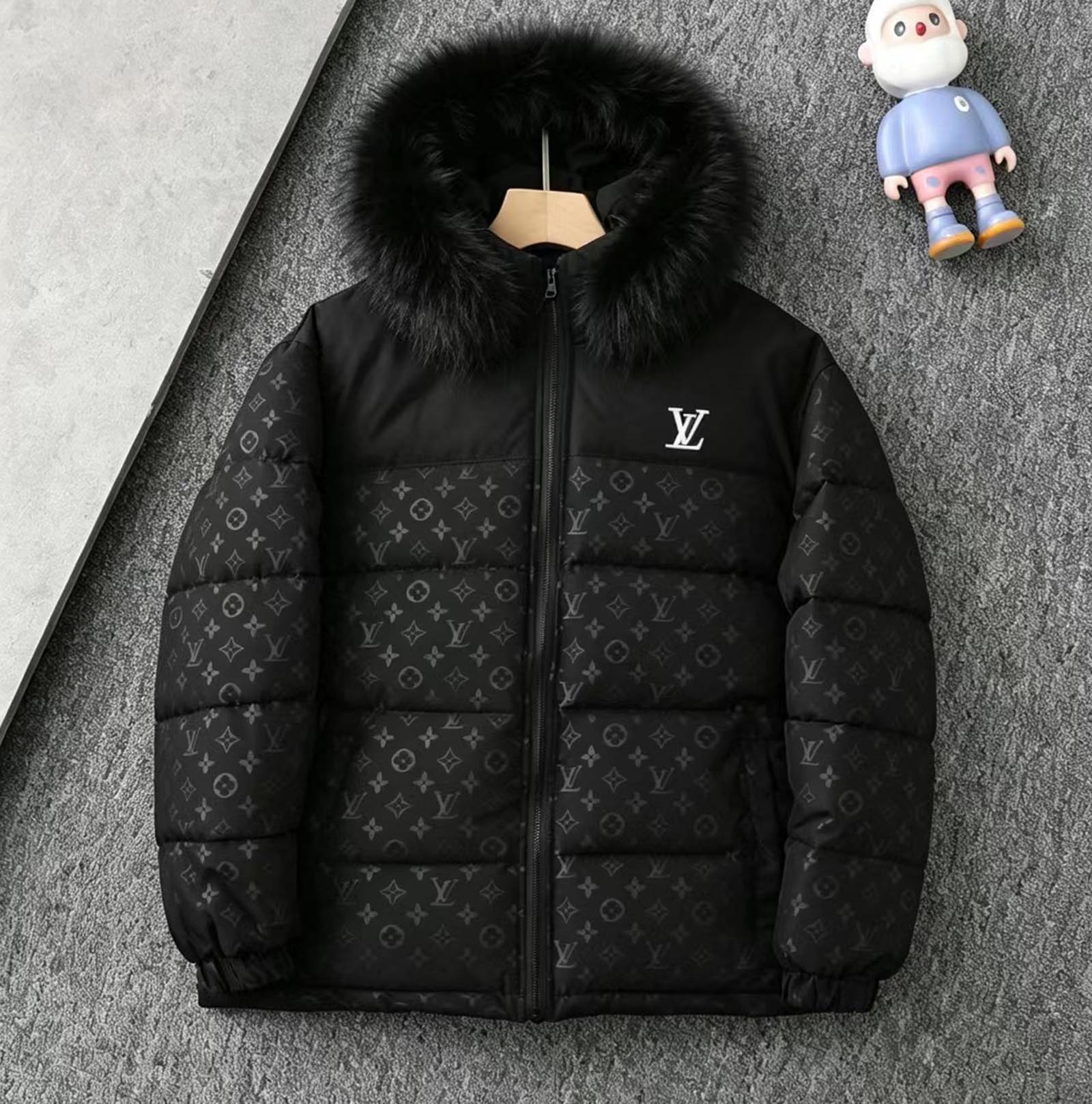 Monogram Mens Downs Parkas Puffer Jacket Faux Fur Collar Wind Coat Puffy Thick Warm Coats Long Sleeves Luxury Brand Coats Big Outwears Tops Jackets