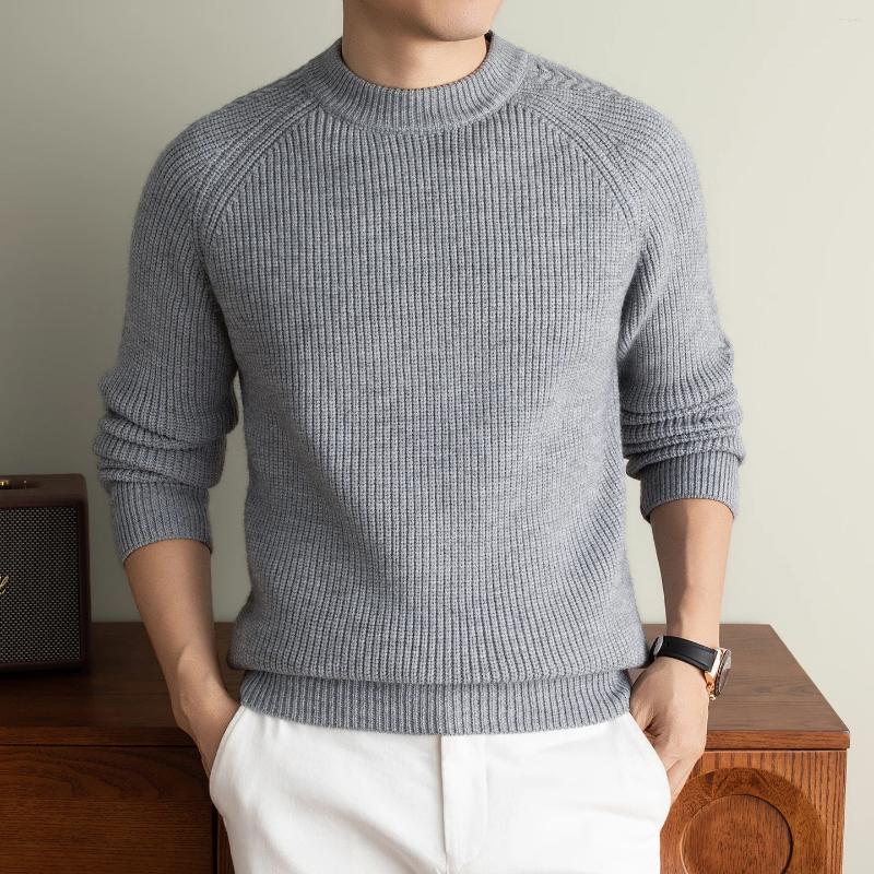 High Quality Thicken Warm Knitted Pullover Men's Fashion Simple Solid Color Round Neck Autumn Winter Casual Luxury Sweater