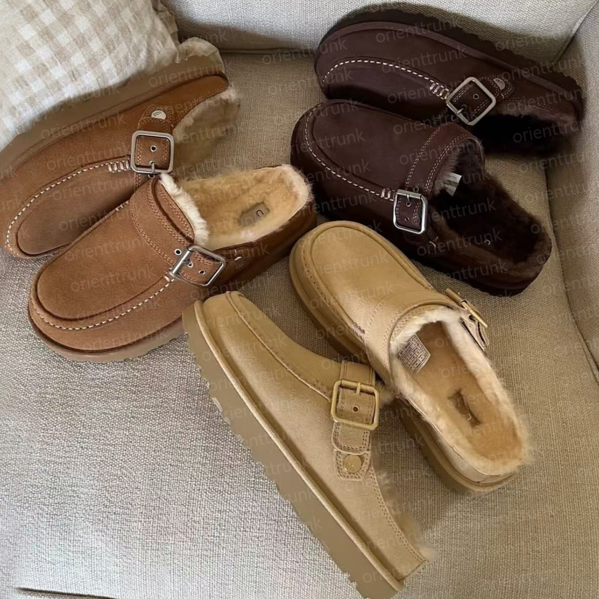 Evelina Clogs Designer Goldenstar Evelina Clog Slippers Slides Dad Sandal Tasman Tazz Women Men Snow Boots Golden Star Fur Furry Slide Buckle Mule S
