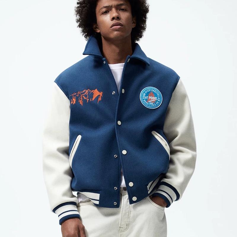 Veste de baseball américaine en fausse laine pour hommes de haute qualité, manteau brodé à boutons épais pour l'automne et l'hiver