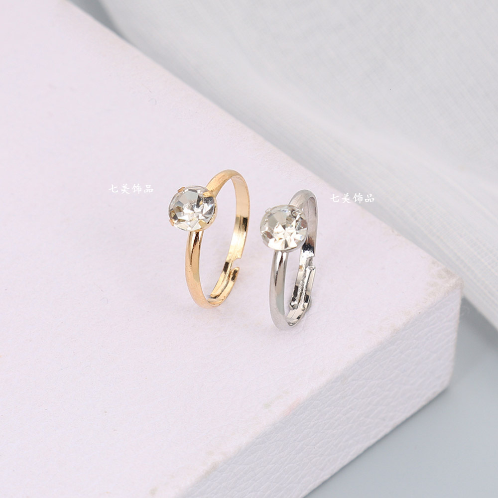 Cross-Border Hot-Selling Jewelry Foreign Trade Simple Fashion Adjustable Square Claw Diamond Exquisite Gift Ring Four Colors