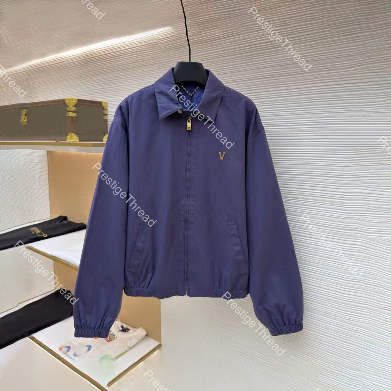 2026 Early Autumn New Men's Jackets Embroidered Leather Patch Turn-down Collar Work Jacket Designer High-Quality Purple Long-Sleeve Coat