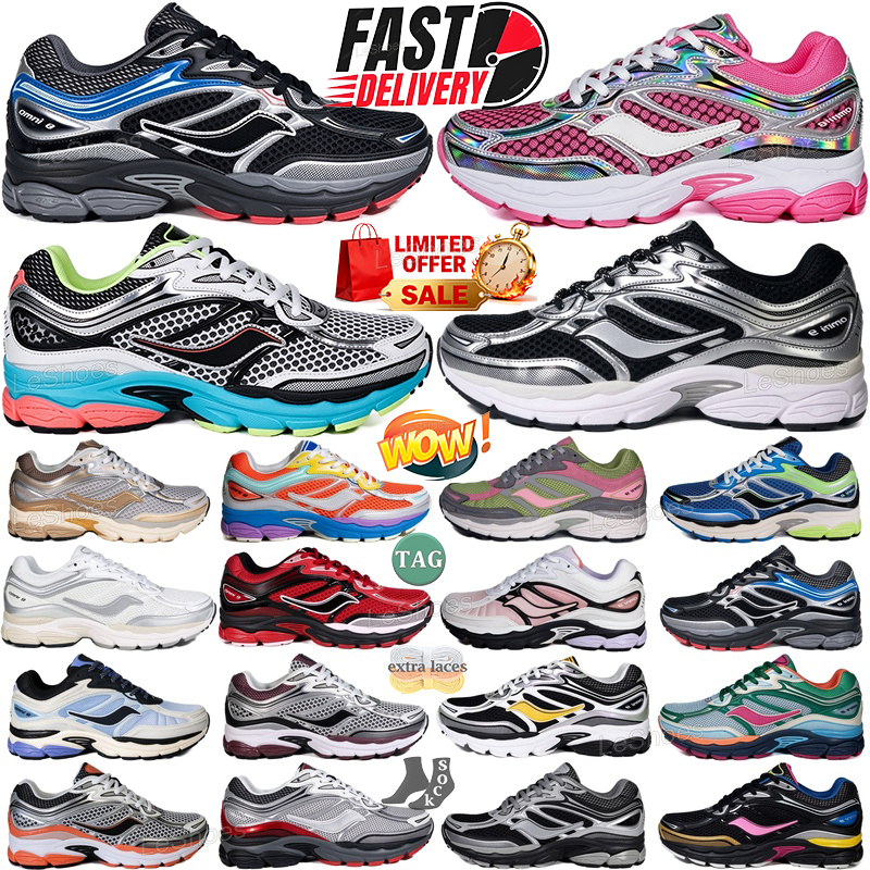 Designer Shoe Saucony Omni 9 Saucony progrid omni 9 Outdoor Running Shoes Shock Absorption Wear Resistant Thick Sole Grey White Navy Blue Sneakers W