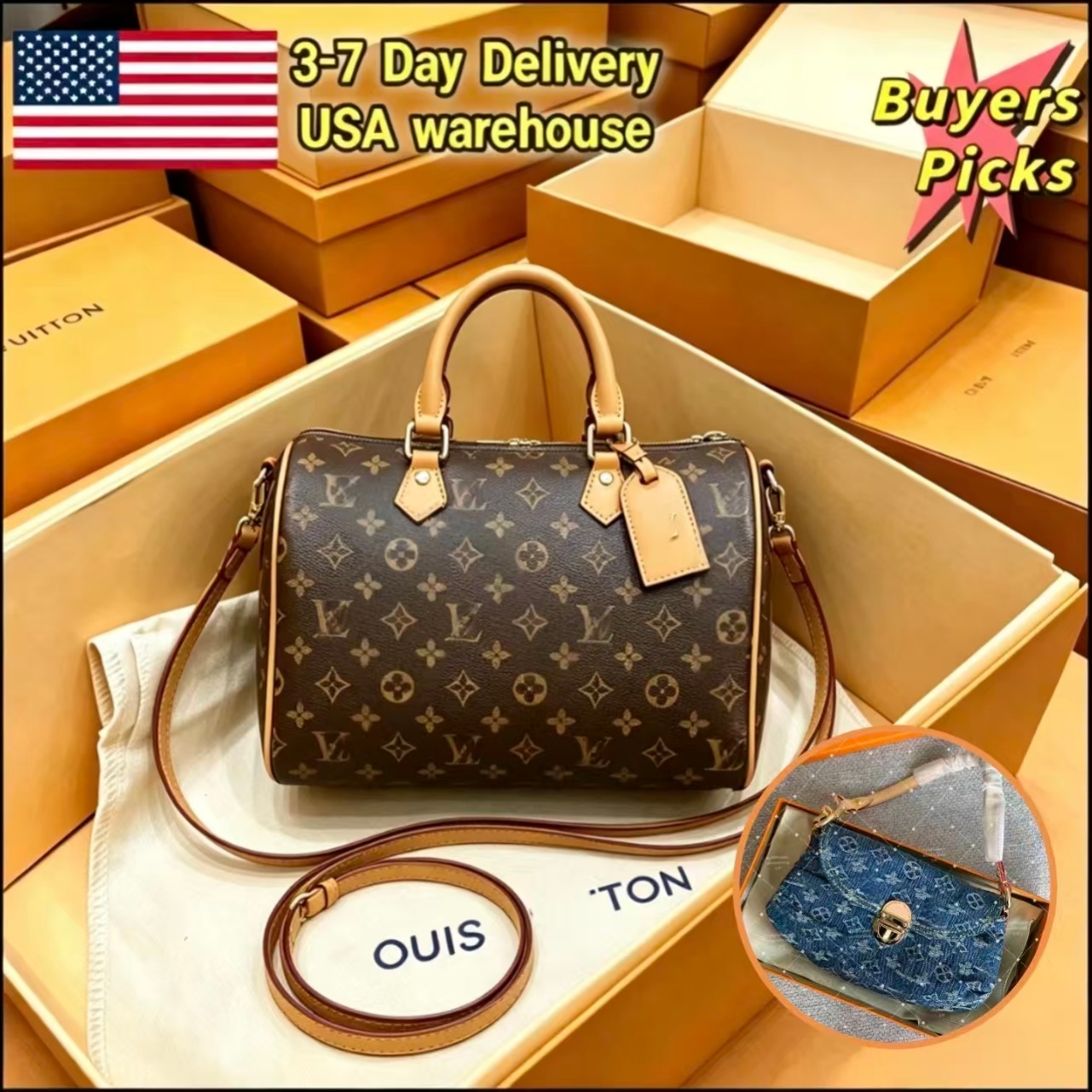 Designer bag Shoulder bag Luxury Mini bag Cross bodybag Top-quality Women's Leather denim EmbossedHandbag Brown FlowerHandbag Mirror Level L