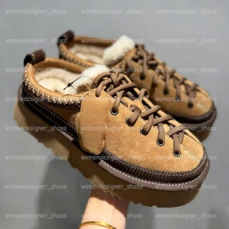 Designer Heritage Lace-Up Slipper Platform Mules Fur Slides Tazz Tasman Winter Snow Boots Real Leather Classic Mini Boot Outdoor Footwear Chestnut S