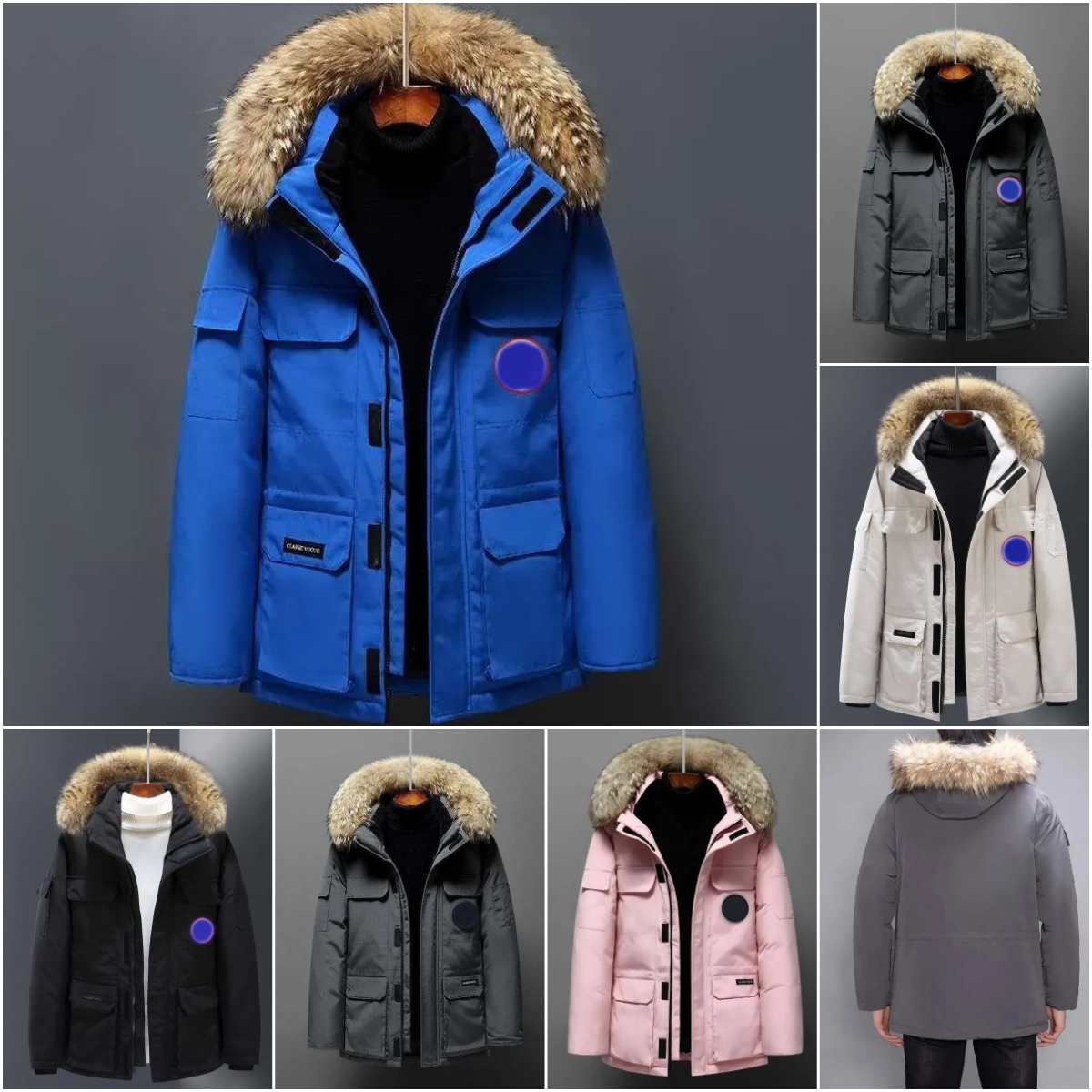 Grote ganzendons winterparka voor heren met capuchon van echt wolvenbont, warme buitenwindjack, geïsoleerde Homme-parka, winterbovenkleding van Doud