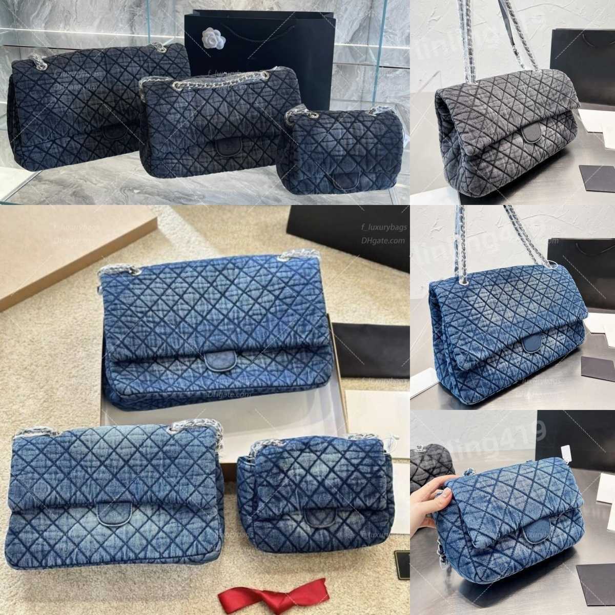handbag sac a main Blue Gray Denim Designer Shoulder Bags High Quality Cowboy Chain Tote Womens Luxury Flap Diamond Lattice Wallet Crossbody Classic