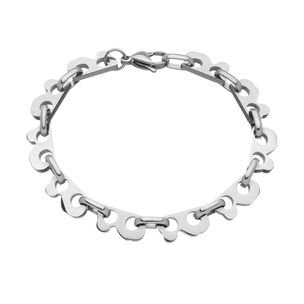 Mode femmes filles argent or acier inoxydable portée ronde dessin animé lettre ours charme ouvert bracelet Bracelets bijoux Pulsera un cadeau