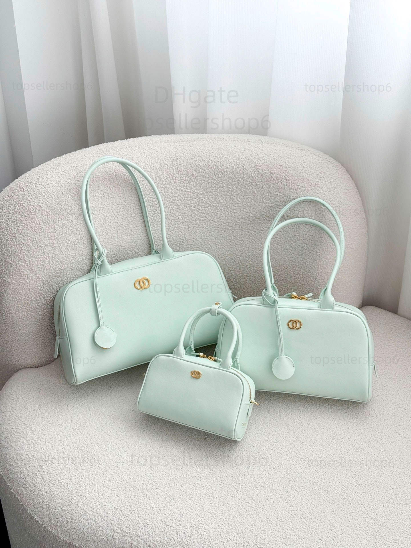 Designer women 26S baby blue color Bowling Bag MEtiers d art handbag Shoulder Bag calfskin bag purse 10A top end quality AS6211 AS6580 AP5528