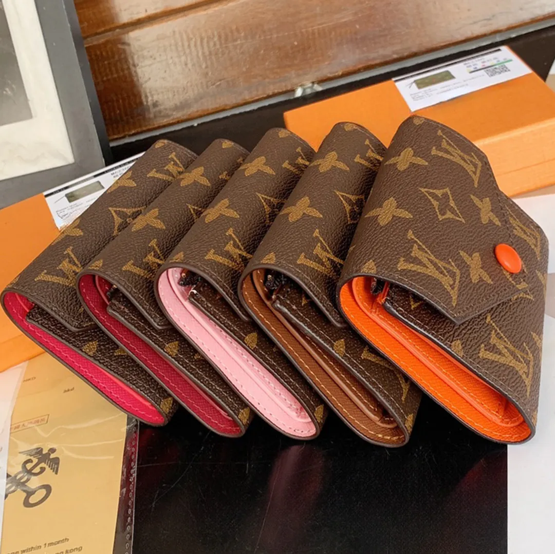 Man Women Designer luxury Wallets Coin Purse Holder designer bag wallet purse Leather Brown Flower Victorine Credit Card holder Chain Purses Key Pou