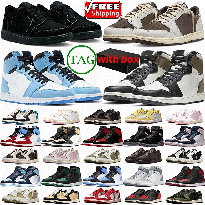 Chaussures de basket basses 1s avec boîte homme femme Mocha Sail Pink Olive University Blue Bred Banned