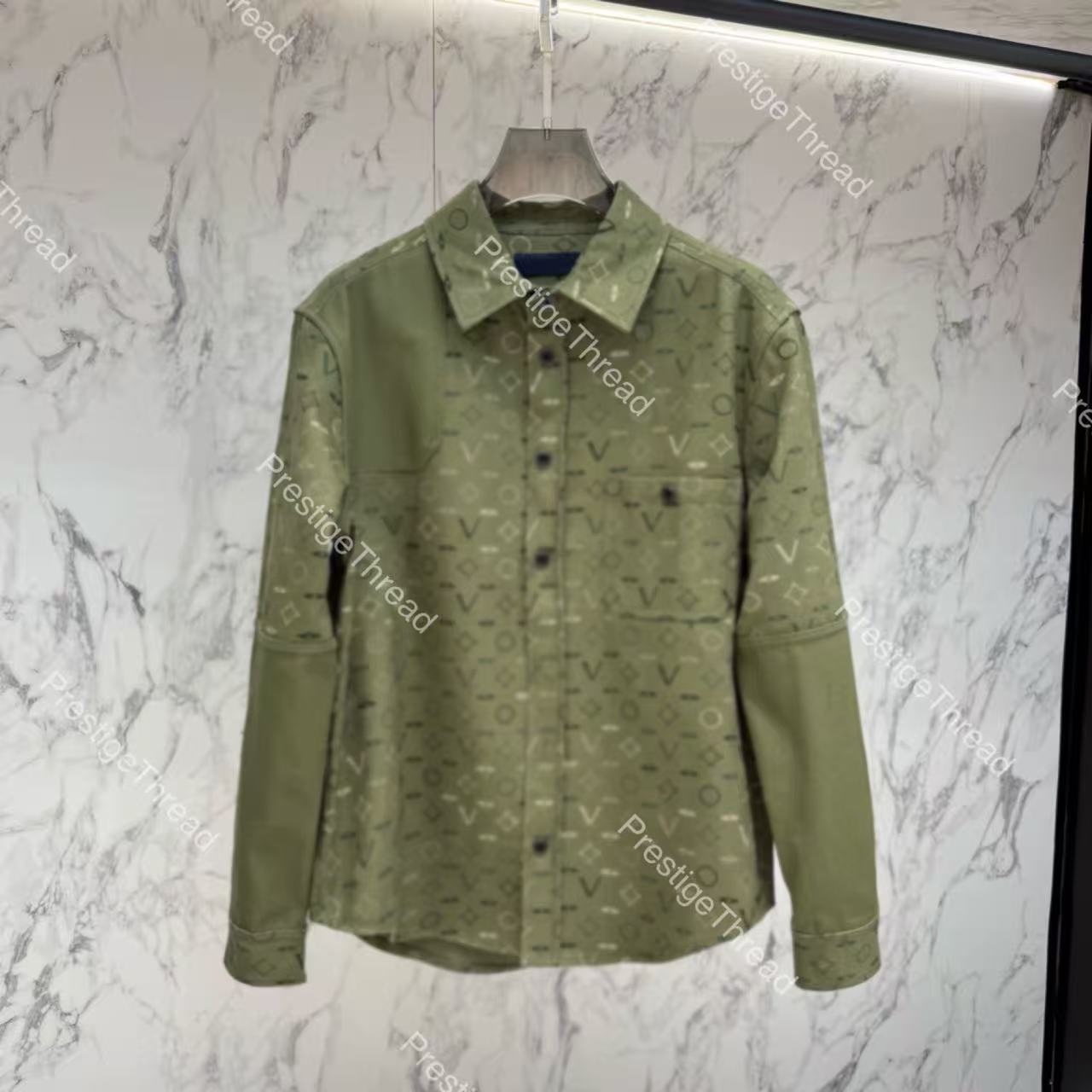 Overhemd met all-over print in werkjasstijl Designer Casual overhemden voor heren met oud logo en all-over print met lange mouwen