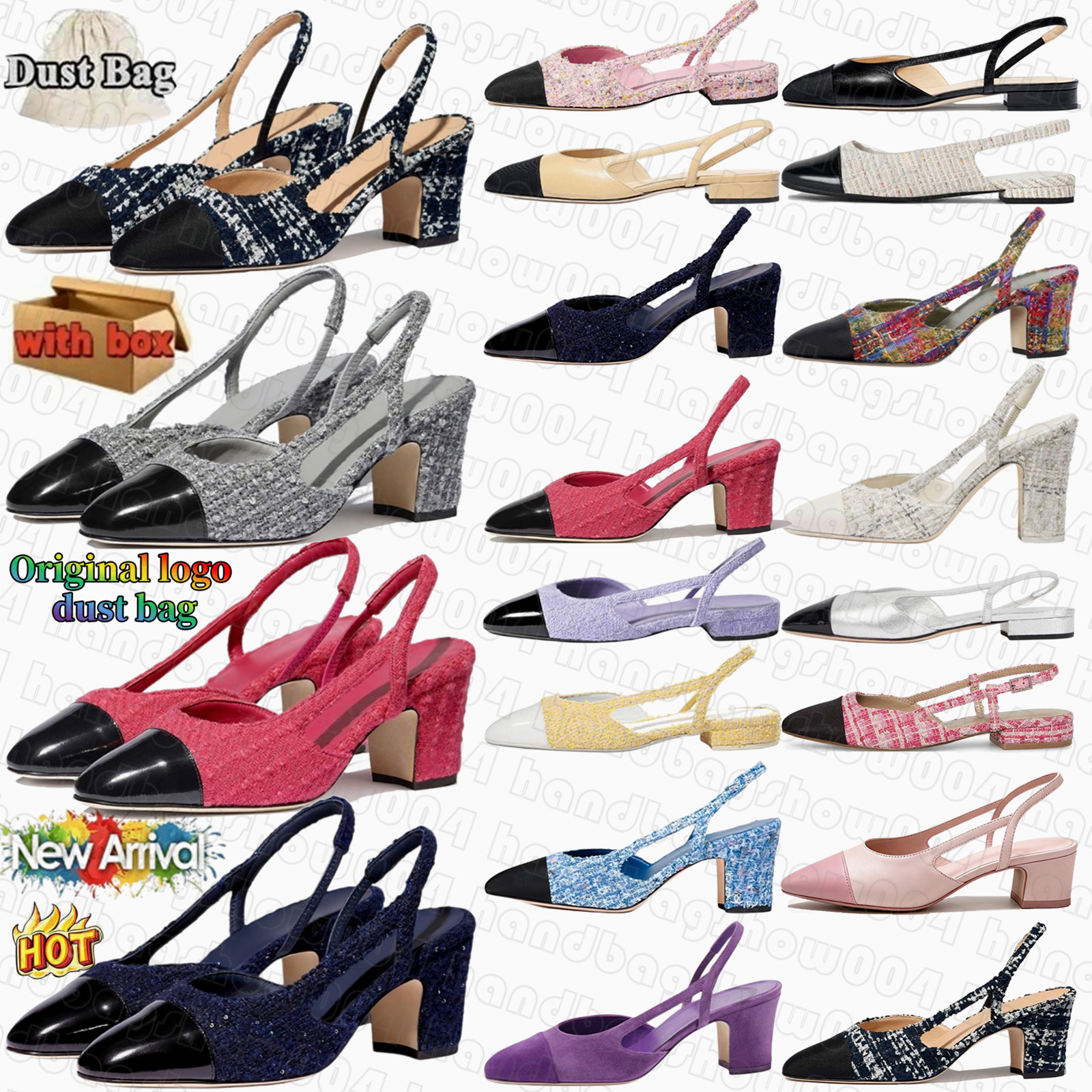 Designer Slingbacks Flats Talons Escarpins en peau de chèvre Fibres mélangées Gros-grain Beige Noir Strass 65mm Mousseline pailletée Marine Rose
