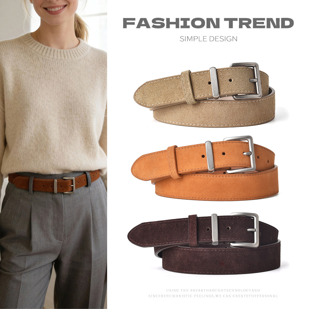 Ceinture en cuir Vintage pour femmes, daim de haute qualité, croûte de cuir de vache, sangle de taille pour robe pull, jean, vente en gros