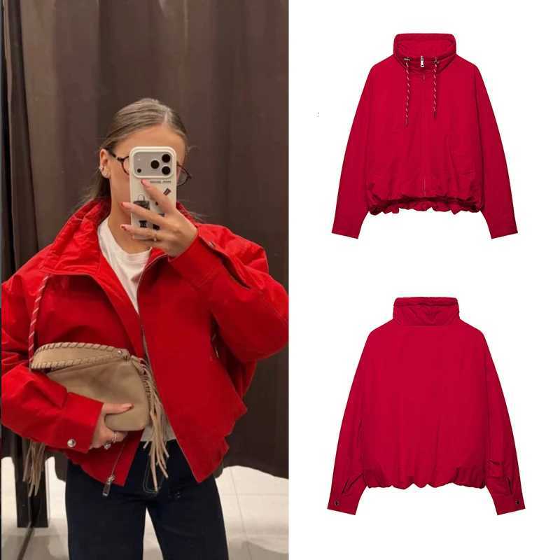 Down Parkas Women Women's New Water Resistant Padded Jacket Stand Collar Drawstring Hem Zip Up Loose Long Sleeve Pocket Cropped Cotton Coat J26