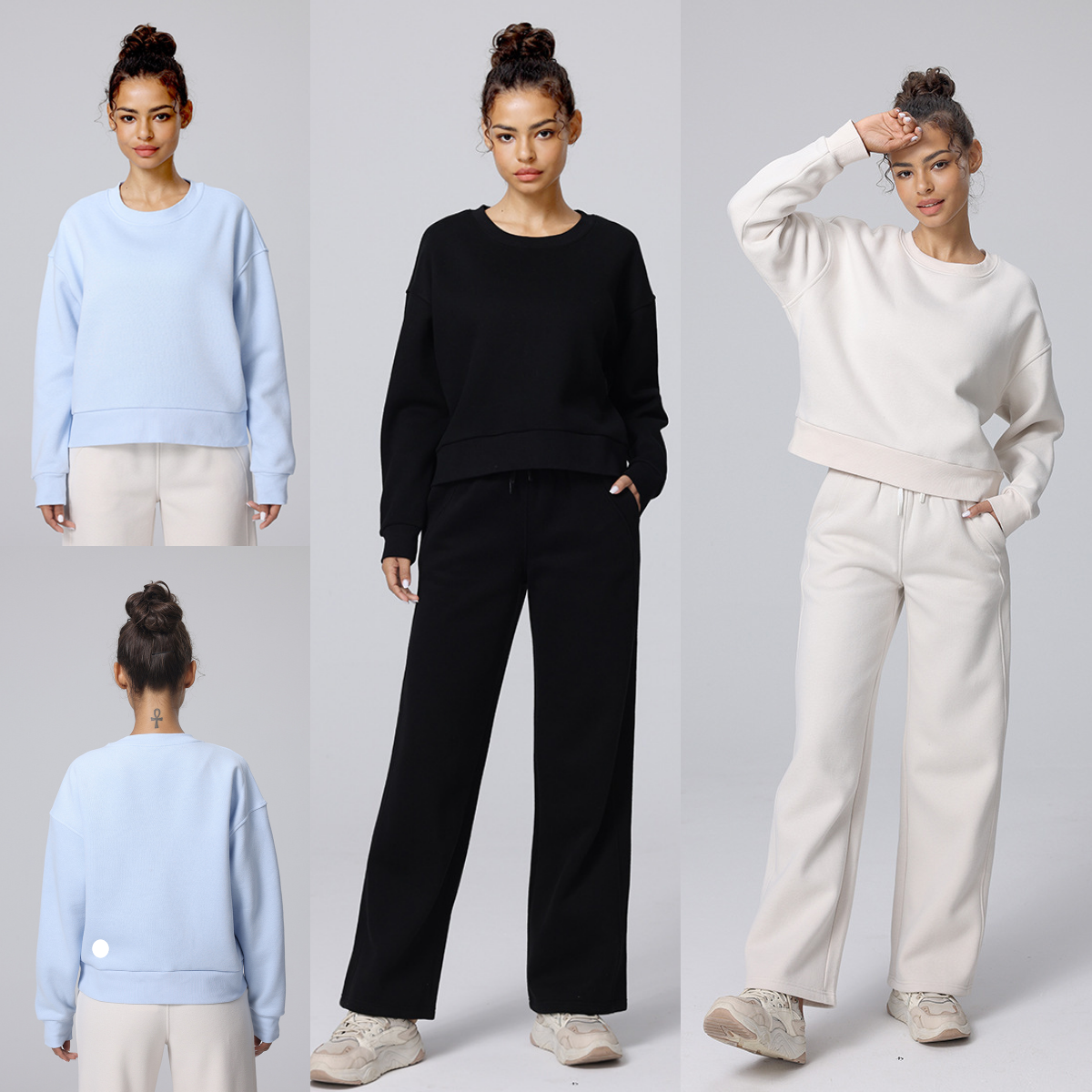 UU-L4985 Pull ample à manches longues pour femme avec tissu polaire chaud, idéal pour l'extérieur, sweat-shirt de sport doux et décontracté pour
