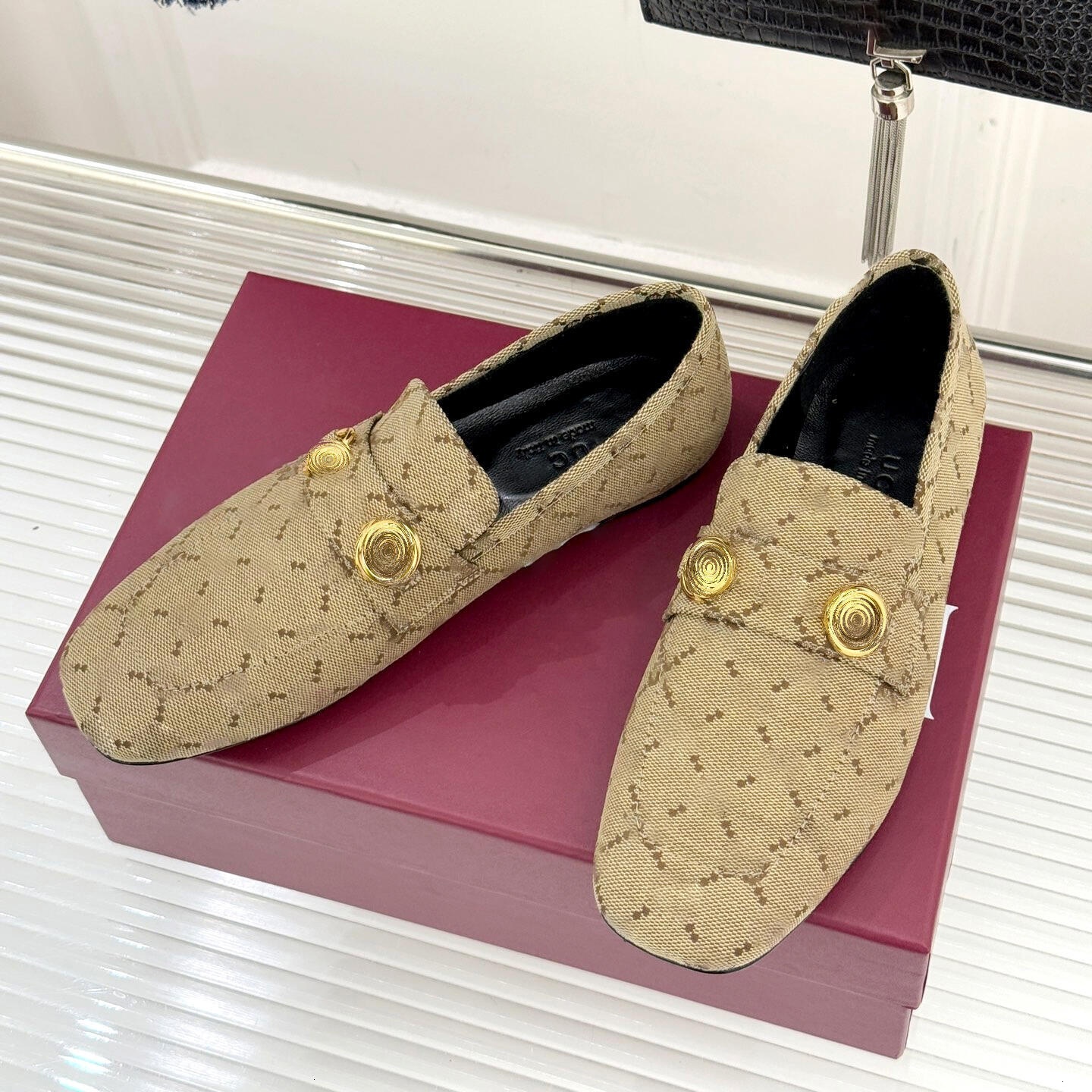 women moccasin dress shoe Suede Jacquard loafers 10a luxurys golf Outdoor casual shoes Summer Flat slip ons fashion Vintage Metal Horsebit Designer