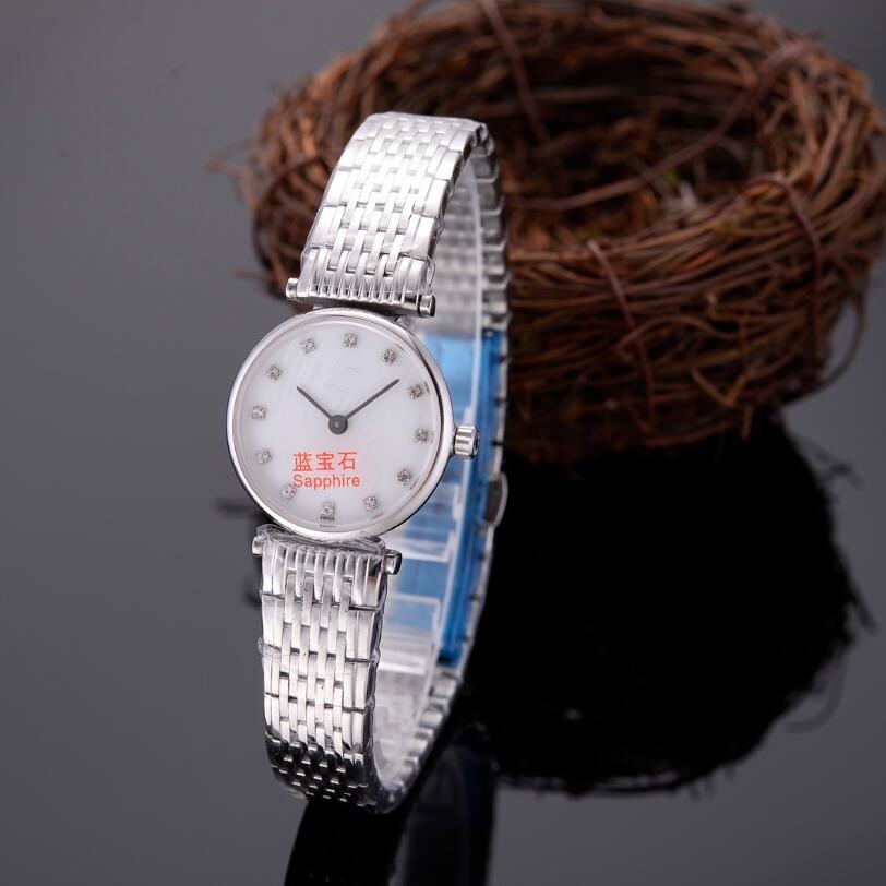 Luxury ladies' LQ slim round quartz watch, mother of pearl dial, crystal diamond hour markers, elegant ladies' fashion watch #120