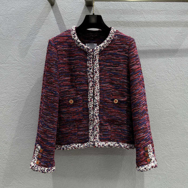 designer Women's Jackets High-end women's clothing 2026 autumn CHA new colorful tweed blazer and skirt set