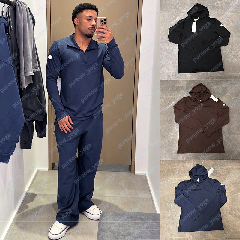 Men's Sports Tops Casual Hooded Quick Dry Long Sleeve T-Shirt For Running Fitness Outdoor Pullovers Breathable Shirt with Hood Men's Gym W