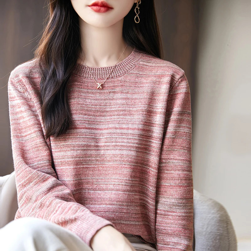 Women Sweater O-neck Long Sleeve Fashion Korean Pullovers Solid Loose Knitted Undershirt Jumper Casual Bottoming Shirt 261008