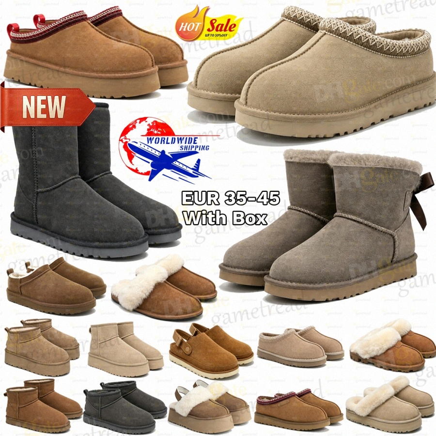 Womens Tazz Slippers Tasman Fur Slides Men Classic Mustard Seed Sand Ultra Mini Platform Boot Slip-on Les Petites Suede Wool Seal Winter Designer Si