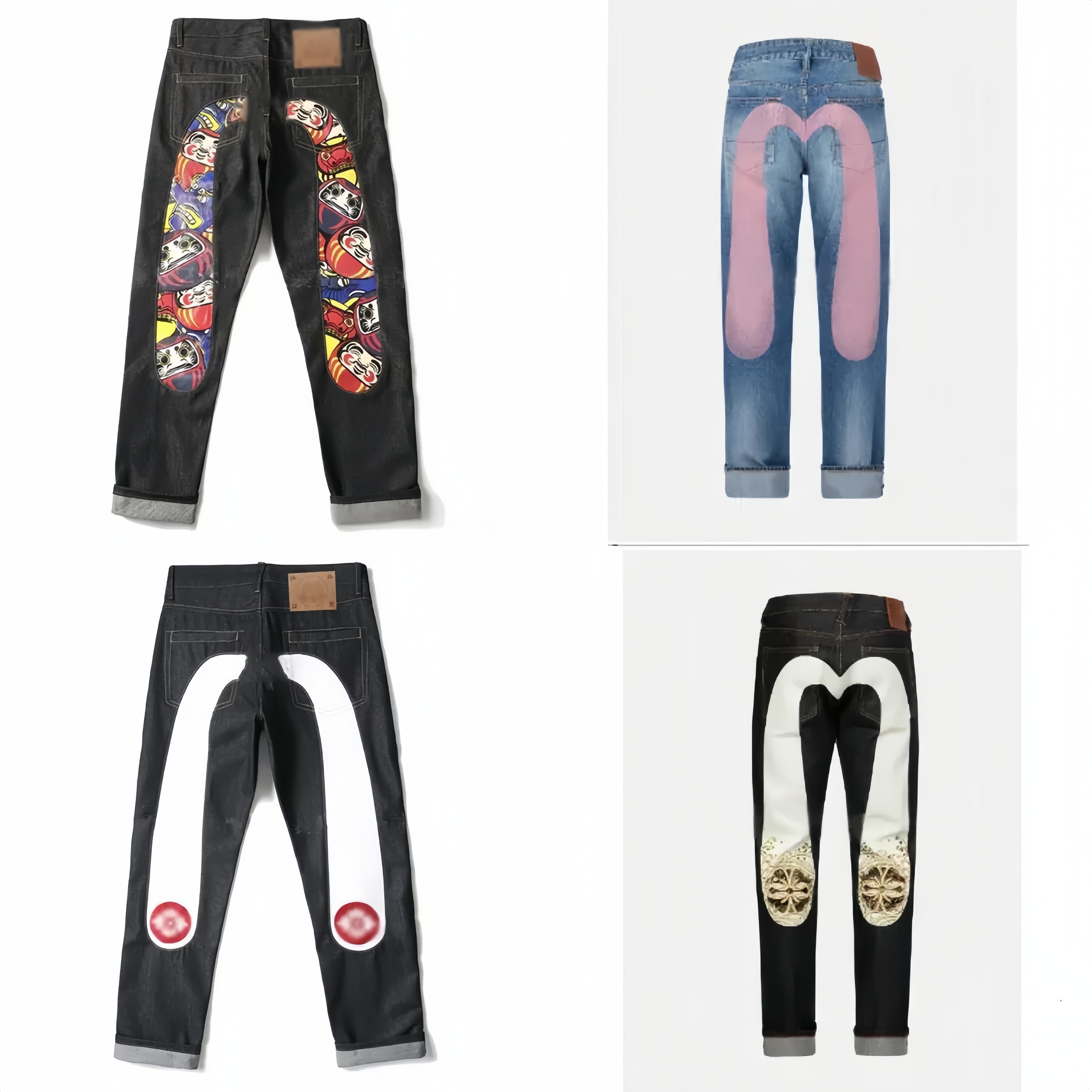 evisulids jeans Designer Mens High Street Vintage Slim Fit Jeans Straight Tube WideLeg evisulids jeans women Hip Hop High Quality Pants evisulyness