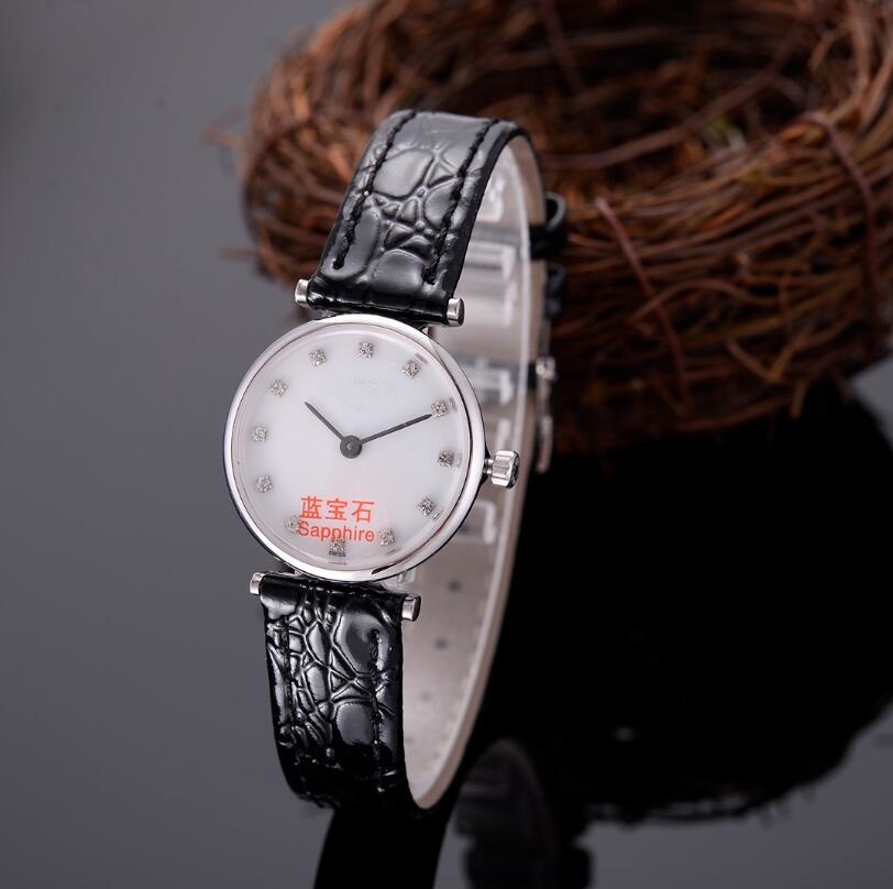 Luxury ladies' LQ slim round quartz watch, mother of pearl dial, crystal diamond hour markers, elegant ladies' fashion watch #122