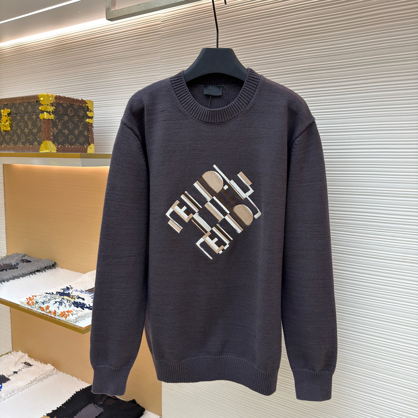 Designer brand clothing, high-quality clothing, men's sweaters, autumn and winter men's round neck jacquard sweaters, wool blended knitted