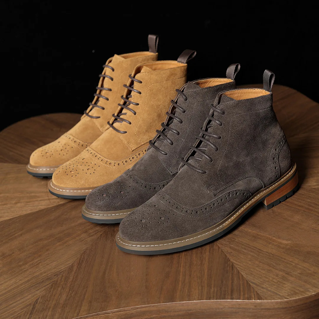 Autumn and winter outdoor boots for men British style cowhide suede leather casual short high top desert y260917