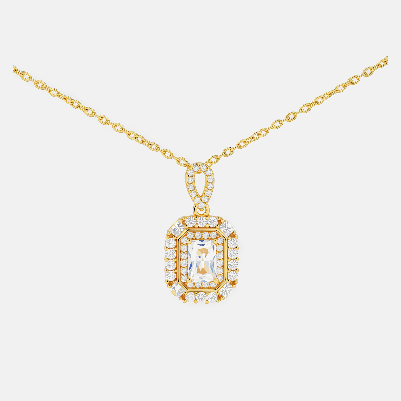 new product: Sugar cube zircon necklace, light luxury niche design, with rectangular pendant encased in bezel, a high-end, simple and stylish